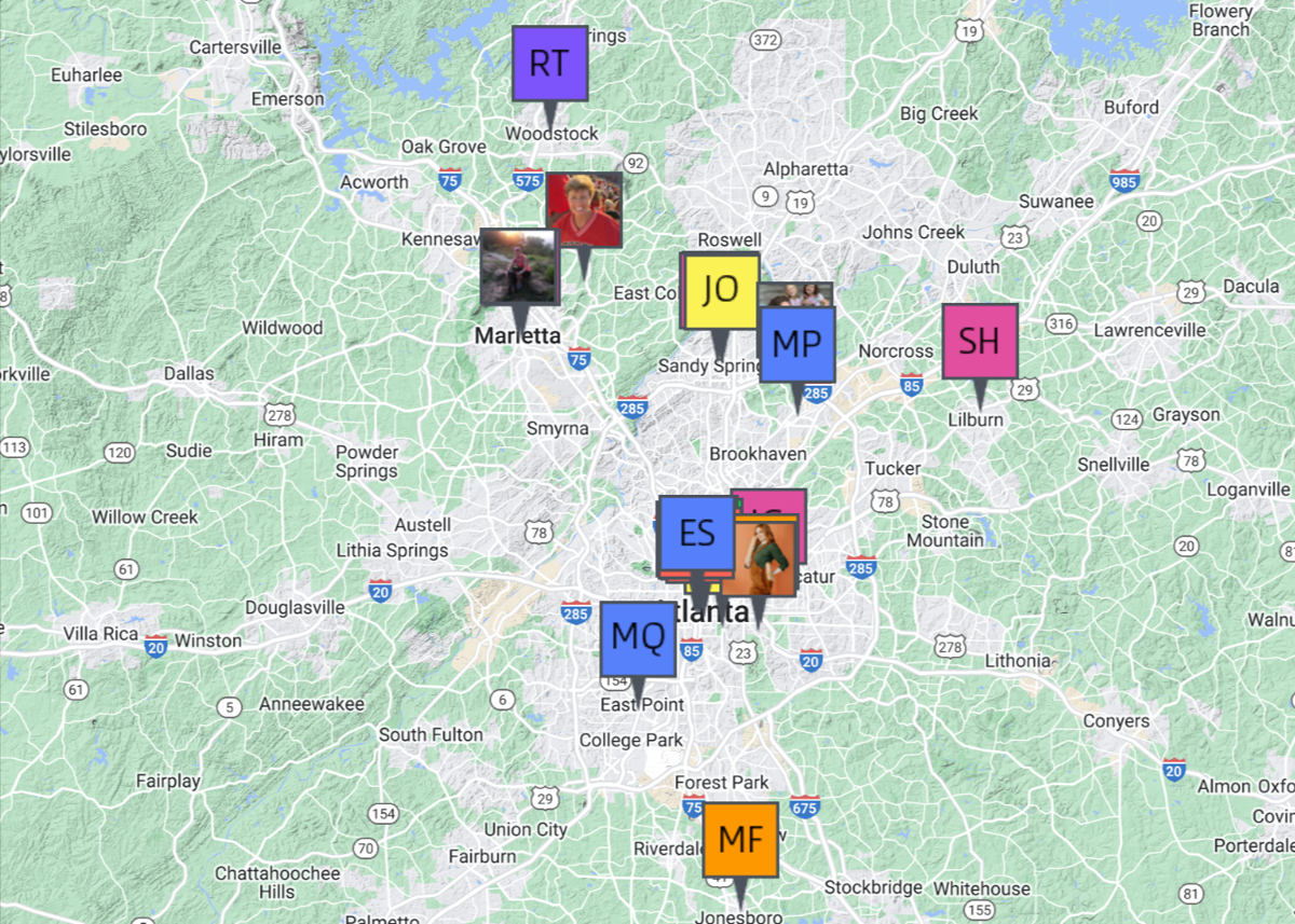 Avatars on map before the race
