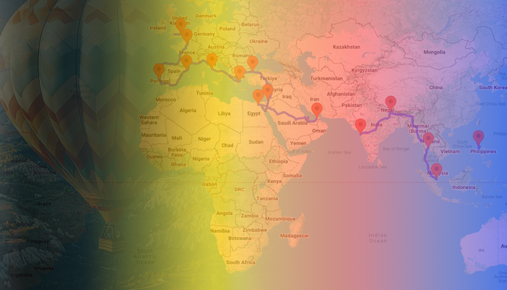 Around the world map