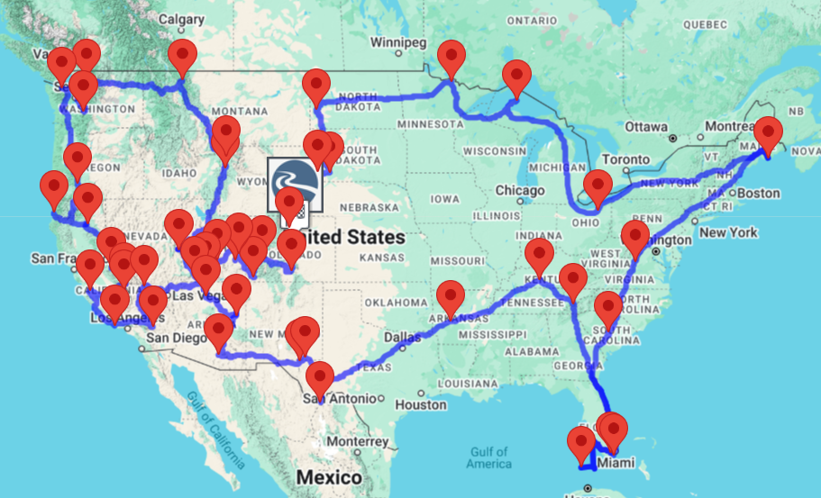 National Parks Route Map