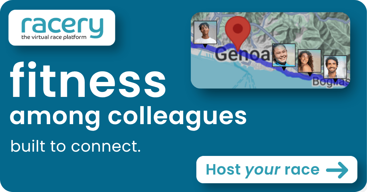 Corporate wellness challenge route map across Italy with team activity feed