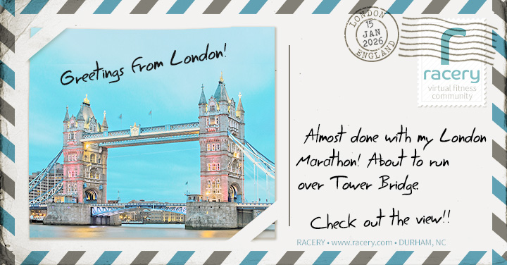 Racery postcard from London showing Tower Bridge